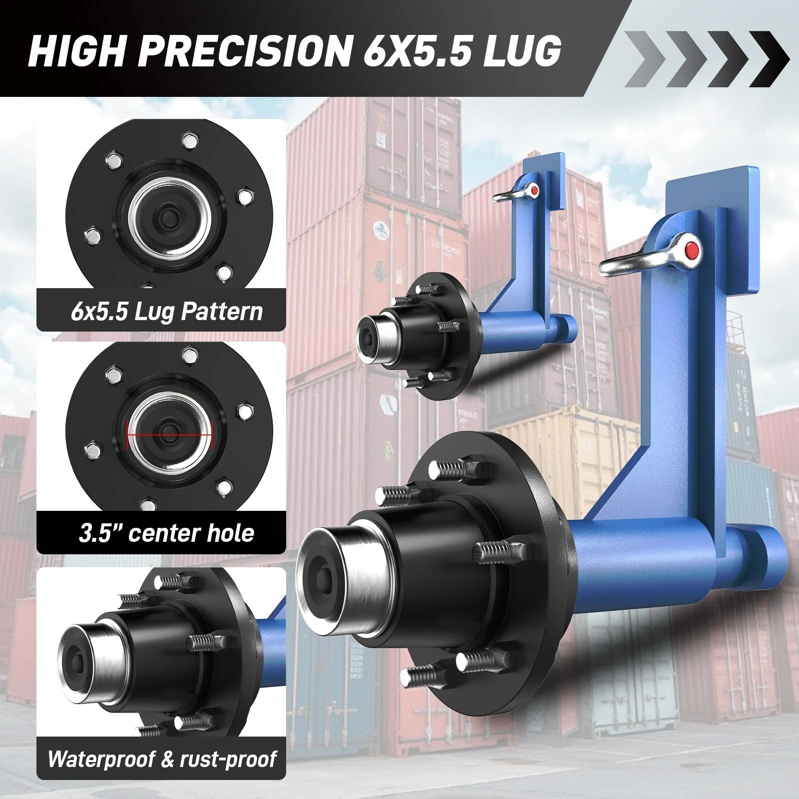 2 Pack 8800lbs Shipping Container Wheels 6-Lug Wheels Heavy Ship Container Axles